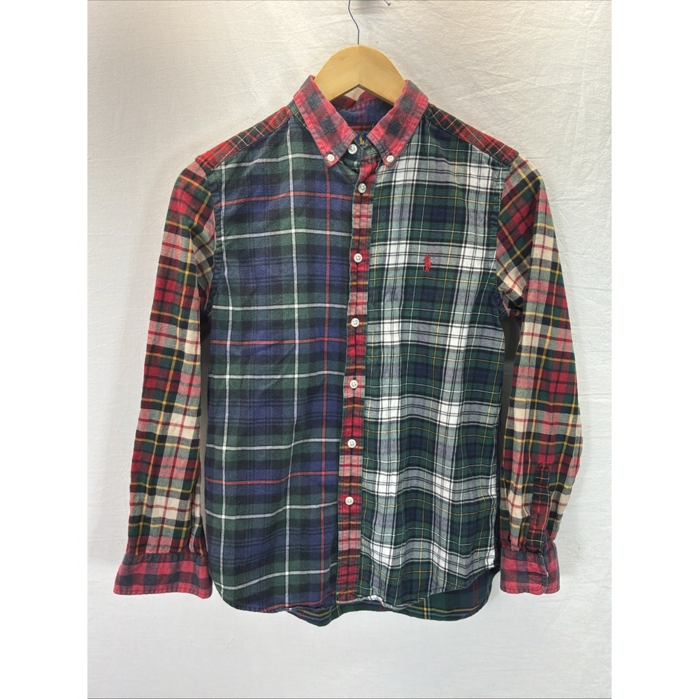 Ralph Lauren L 14-16 Boys Plaid Oxford Holiday Preppy Long-Sleeve Shirt Flannel